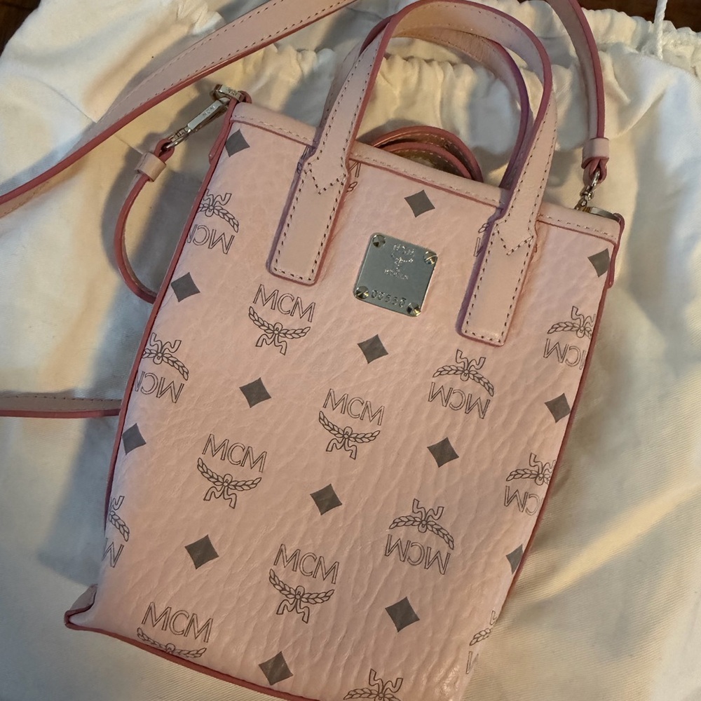 MCM Pink and Gray Crossbody Bag